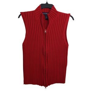 J. G. Hook Women's Full Zip Mock Neck Sweater Vest, Size Medium